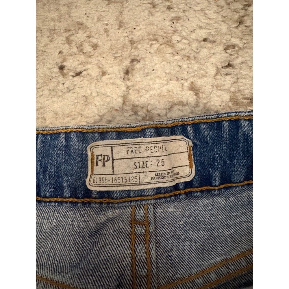 Free People Wild Rose Embroidered Studded Distressed Denim Mini Skirt Size 25 - Picture 3 of 6